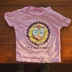 Rabbit Skins Pink Owl Graphic Tee
